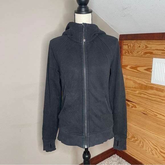 Lululemon Scuba Hoodie Light Cotton Fleece Full Zip Jacket Black 6 W4AWMS - Picture 2 of 9
